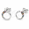 Arete Dormilona 02.310.0162 Rodio Laminado, con Zirconia Cubica Multicolor, Pulido, Rodinado