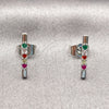 Arete Dormilona 02.310.0164 Rodio Laminado, con Zirconia Cubica Multicolor, Pulido, Rodinado