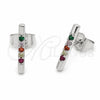 Arete Dormilona 02.310.0164 Rodio Laminado, con Zirconia Cubica Multicolor, Pulido, Rodinado