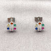 Arete Dormilona 02.310.0165 Rodio Laminado, con Zirconia Cubica Multicolor, Pulido, Rodinado