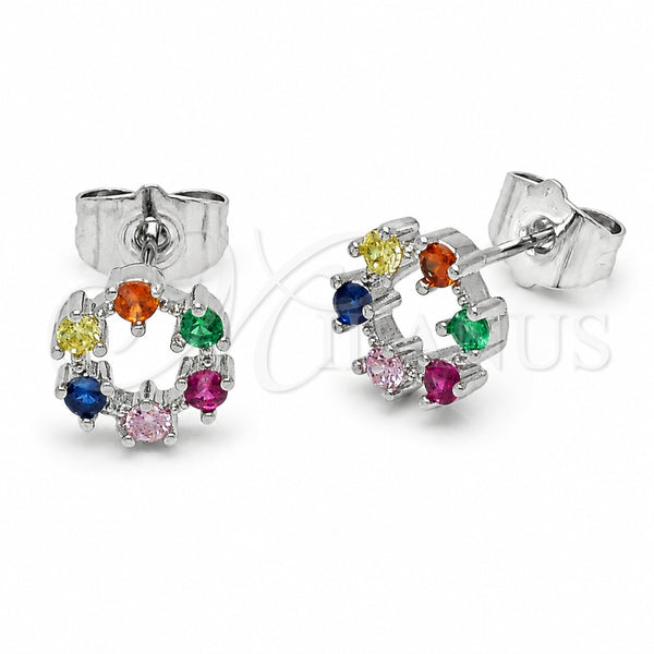 Arete Dormilona 02.310.0165 Rodio Laminado, con Zirconia Cubica Multicolor, Pulido, Rodinado