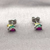 Arete Dormilona 02.310.0169 Rodio Laminado, con Zirconia Cubica Multicolor, Pulido, Rodinado