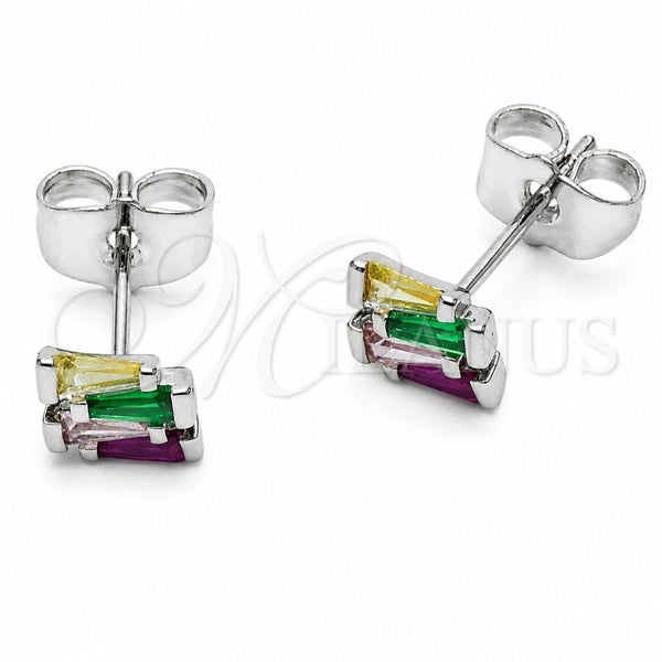 Arete Dormilona 02.310.0169 Rodio Laminado, con Zirconia Cubica Multicolor, Pulido, Rodinado