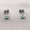 Arete Dormilona 02.310.0170 Rodio Laminado, Diseño de Corona, con Zirconia Cubica Turquoise, Esmaltado Azul, Rodinado