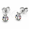 Arete Dormilona 02.310.0172 Rodio Laminado, Diseño de Mariquita, con Zirconia Cubica Multicolor, Pulido, Rodinado