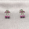 Arete Dormilona 02.310.0173 Rodio Laminado, Diseño de Cereza, con Zirconia Cubica Rosa, Pulido, Rodinado