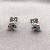 Arete Dormilona 02.310.0174 Rodio Laminado, Diseño de Caballo, con Zirconia Cubica Multicolor, Pulido, Rodinado