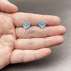 Arete Dormilona 02.310.0175 Rodio Laminado, Diseño de Corazón, con Zirconia Cubica Blanca, Esmaltado Azul, Rodinado