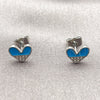 Arete Dormilona 02.310.0175 Rodio Laminado, Diseño de Corazón, con Zirconia Cubica Blanca, Esmaltado Azul, Rodinado