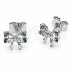 Arete Dormilona 02.310.0176 Rodio Laminado, Diseño de Mariposa y Arco, con Zirconia Cubica Turquoise, Esmaltado Azul, Rodinado