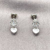 Arete Dormilona 02.310.0177 Rodio Laminado, Diseño de Corazón, con Zirconia Cubica Blanca, Pulido, Rodinado