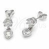 Arete Dormilona 02.310.0177 Rodio Laminado, Diseño de Corazón, con Zirconia Cubica Blanca, Pulido, Rodinado