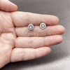 Arete Dormilona 02.310.0178 Rodio Laminado, Diseño de Cluster, con Zirconia Cubica Blanca, Pulido, Rodinado