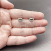 Arete Dormilona 02.310.0180 Rodio Laminado, Diseño de Corazón, con Zirconia Cubica Blanca, Pulido, Rodinado