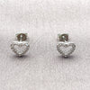 Arete Dormilona 02.310.0180 Rodio Laminado, Diseño de Corazón, con Zirconia Cubica Blanca, Pulido, Rodinado