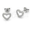 Arete Dormilona 02.310.0180 Rodio Laminado, Diseño de Corazón, con Zirconia Cubica Blanca, Pulido, Rodinado
