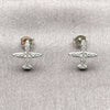 Arete Dormilona 02.310.0182 Rodio Laminado, Diseño de Avión, con Zirconia Cubica Blanca, Pulido, Rodinado