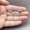 Arete Dormilona 02.310.0183 Rodio Laminado, Diseño de Corazón, con Zirconia Cubica Blanca, Pulido, Rodinado