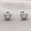 Arete Dormilona 02.310.0183 Rodio Laminado, Diseño de Corazón, con Zirconia Cubica Blanca, Pulido, Rodinado