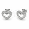 Arete Dormilona 02.310.0183 Rodio Laminado, Diseño de Corazón, con Zirconia Cubica Blanca, Pulido, Rodinado