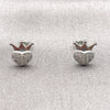 Arete Dormilona 02.310.0184 Rodio Laminado, Diseño de Corona y Corazón, con Zirconia Cubica Blanca, Pulido, Rodinado