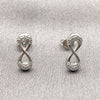 Arete Dormilona 02.310.0185 Rodio Laminado, Diseño de Infinito, con Zirconia Cubica Blanca, Pulido, Rodinado
