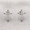 Arete Dormilona 02.310.0186 Rodio Laminado, Diseño de Cruz, con Zirconia Cubica Blanca, Pulido, Rodinado