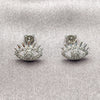 Arete Dormilona 02.310.0037.1 Rodio Laminado, Diseño de Ojo Griego, con Micro Pave Blanca, Pulido, Rodinado
