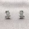 Arete Dormilona 02.310.0188 Rodio Laminado, Diseño de Angel, con Zirconia Cubica Blanca, Pulido, Rodinado
