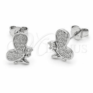 Arete Dormilona 02.310.0188 Rodio Laminado, Diseño de Angel, con Zirconia Cubica Blanca, Pulido, Rodinado