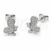 Arete Dormilona 02.310.0188 Rodio Laminado, Diseño de Angel, con Zirconia Cubica Blanca, Pulido, Rodinado