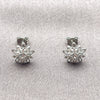 Arete Dormilona 02.310.0192 Rodio Laminado, Diseño de Flor, con Zirconia Cubica Blanca, Pulido, Rodinado