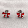 Arete Dormilona 02.310.0193 Rodio Laminado, Diseño de Arco, con Zirconia Cubica Rubi, Pulido, Rodinado