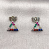 Arete Dormilona 02.310.0195 Rodio Laminado, con Zirconia Cubica Multicolor, Pulido, Rodinado