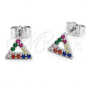 Arete Dormilona 02.310.0195 Rodio Laminado, con Zirconia Cubica Multicolor, Pulido, Rodinado