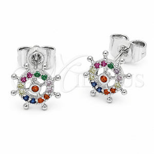 Arete Dormilona 02.310.0198 Rodio Laminado, con Zirconia Cubica Multicolor, Pulido, Rodinado