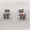 Arete Dormilona 02.310.0050.2 Rodio Laminado, Diseño de Elefante, con Zirconia Cubica Negro y Multicolor, Pulido, Rodinado