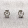 Arete Dormilona 02.310.0211 Rodio Laminado, Diseño de Mariposa, con Zirconia Cubica Blanca, Pulido, Rodinado