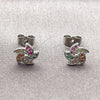 Arete Dormilona 02.310.0212 Rodio Laminado, Diseño de Flor, con Zirconia Cubica Multicolor, Pulido, Rodinado