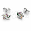 Arete Dormilona 02.310.0212 Rodio Laminado, Diseño de Flor, con Zirconia Cubica Multicolor, Pulido, Rodinado