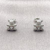 Arete Dormilona 02.310.0108.1 Rodio Laminado, Diseño de Osito y Corazón, con Zirconia Cubica Blanca y Micro Pave Blanca, Pulido, Rodinado