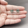 Arete Dormilona 02.310.0213 Rodio Laminado, Diseño de Corazón, con Zirconia Cubica Verde, Pulido, Rodinado