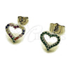 Arete Dormilona 02.310.0213 Rodio Laminado, Diseño de Corazón, con Zirconia Cubica Verde, Pulido, Rodinado