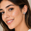 Arete Dormilona 02.310.0216 Rodio Laminado, Diseño de Flor, con Zirconia Cubica Blanca, Pulido, Rodinado