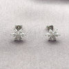 Arete Dormilona 02.310.0218 Rodio Laminado, Diseño de Estrella, con Zirconia Cubica Blanca, Pulido, Rodinado