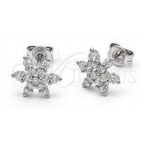 Arete Dormilona 02.310.0218 Oro Laminado Blanco, Diseño de Estrella, con Zirconia Cubica Blanca, Pulido, Rodinado