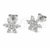 Arete Dormilona 02.310.0218 Rodio Laminado, Diseño de Estrella, con Zirconia Cubica Blanca, Pulido, Rodinado