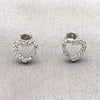 Arete Dormilona 02.310.0219 Rodio Laminado, Diseño de Corazón, con Zirconia Cubica Blanca, Pulido, Rodinado