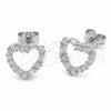 Arete Dormilona 02.310.0219 Rodio Laminado, Diseño de Corazón, con Zirconia Cubica Blanca, Pulido, Rodinado