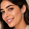 Arete Dormilona 02.310.0222 Rodio Laminado, Diseño de Ãrbol y Oja, con Micro Pave Blanca y Zirconia Cubica Blanca, Pulido, Rodinado